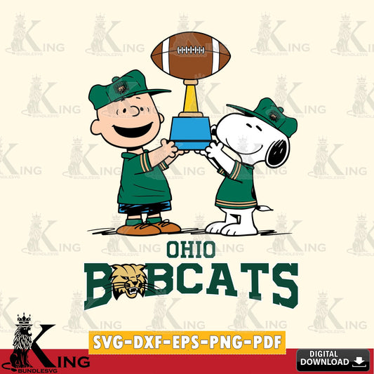 Ohio Bobcats Peanuts Football Trophy SVG, Cricut, Cut file  , Digital Download , Instant Download, Peanuts svg, NCAA svg, Football svg, Sport svg