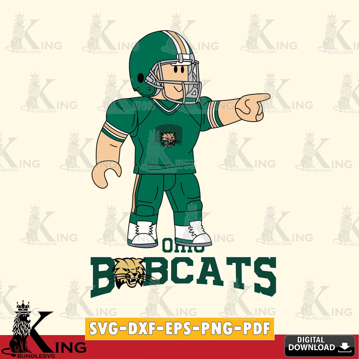 Ohio Bobcats Roblox Player Football SVG file , NCAA Cricut,  File cut , Digital Download , PDF File