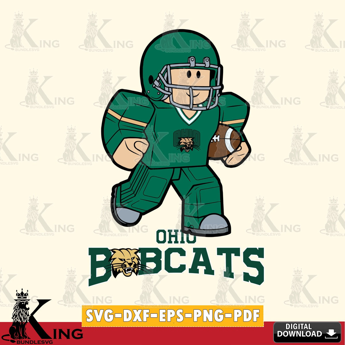 Ohio Bobcats Roblox Player Rugby SVG file , NCAA Cricut,  File cut , Digital Download , PDF File