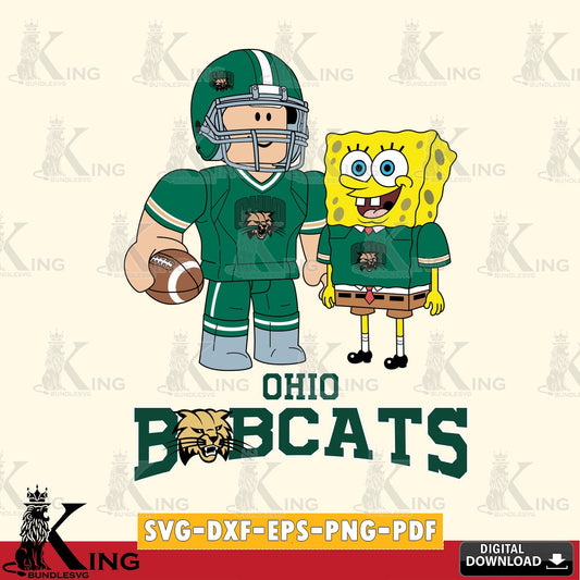 Ohio Bobcats Roblox & Spongebob Football SVG file , NCAA Cricut,  File cut , Digital Download , PDF File