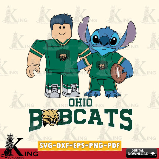 Ohio Bobcats Roblox & Stitch Football SVG file , NCAA Cricut,  File cut , Digital Download , PDF File