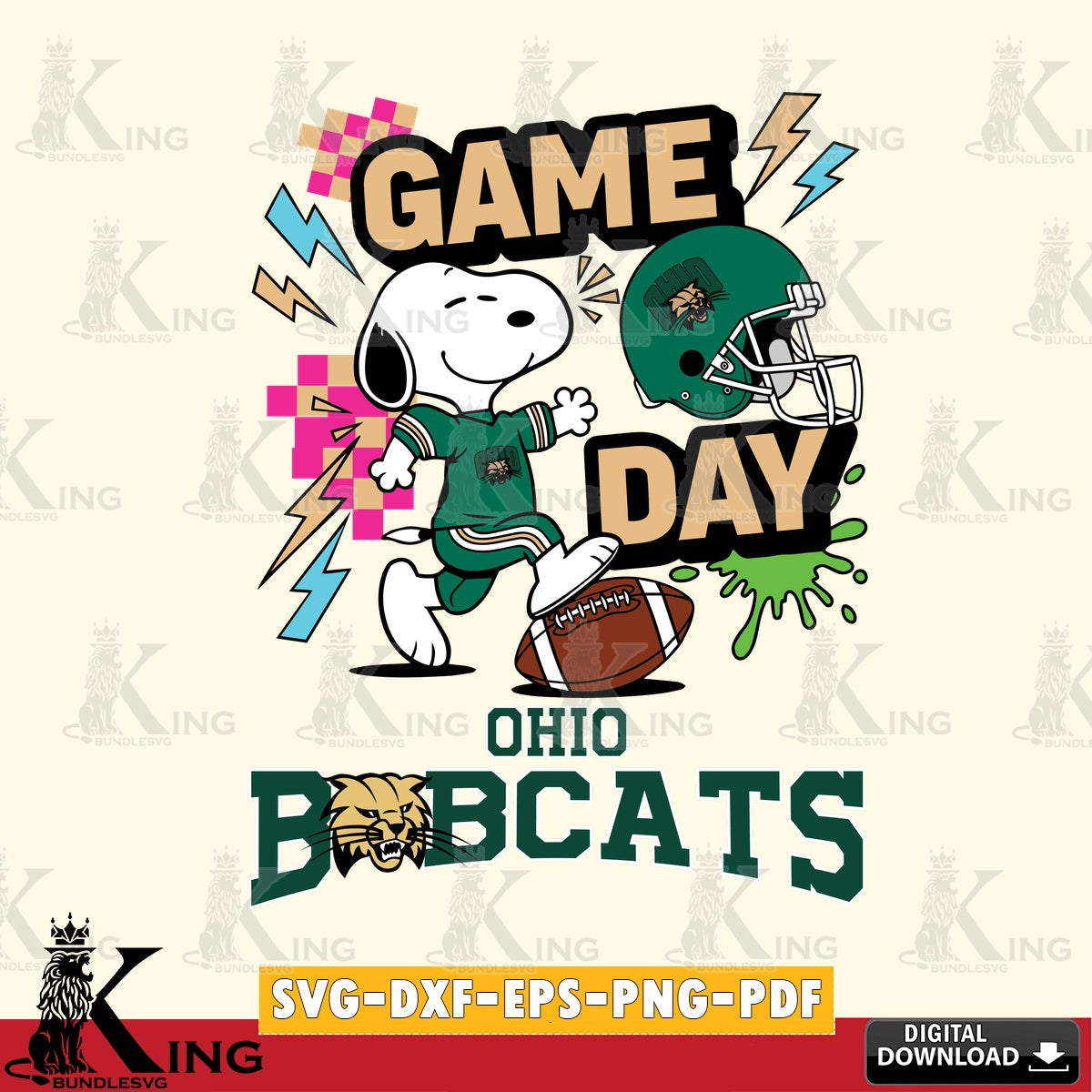 Ohio Bobcats Snoopy Game day SVG, Cricut, Cut file  , Digital Download , Instant Download, Peanuts svg, NCAA svg, Football svg, Sport svg