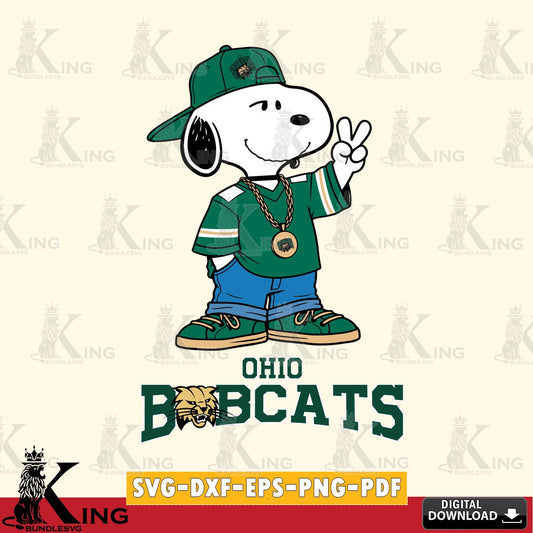 Ohio Bobcats Snoopy Say hi SVG, Cricut, Cut file  , Digital Download , Instant Download, Peanuts svg, NCAA svg, Football svg, Sport svg