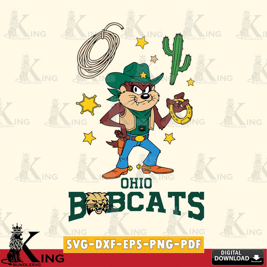 Ohio Bobcats Taz Cowboy Western SVG file, Cut file  , Digital Download , Instant Download, Taz svg, NCAA svg