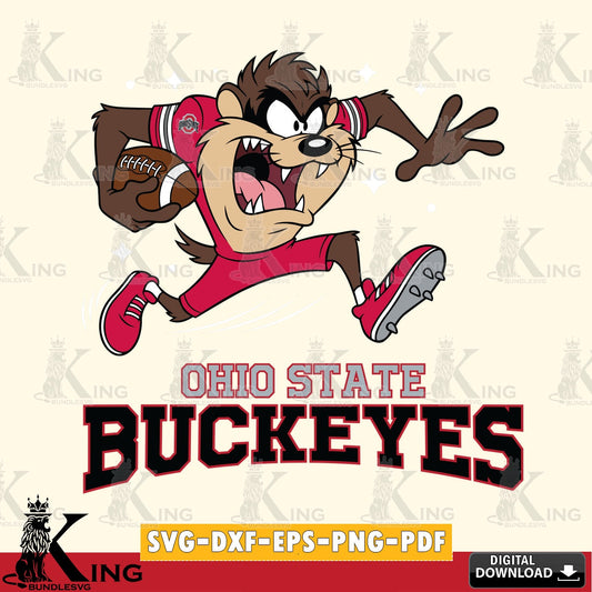 Ohio State Buckeyes Angry Taz Football SVG file, Cut file  , Digital Download , Instant Download, Taz svg, NCAA svg