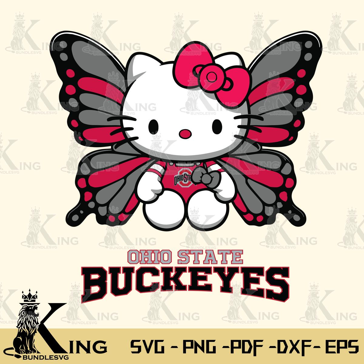 Ohio State Buckeyes Butterfly Kitty Delight Svg Eps Dxf Png File, Digital Download