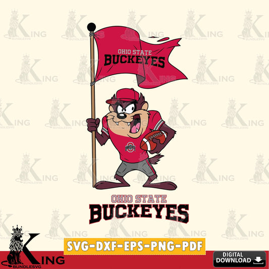 Ohio State Buckeyes Football Taz Flag Art SVG file, Cut file  , Digital Download , Instant Download, Taz svg, NCAA svg