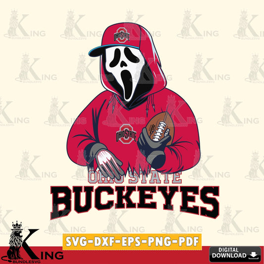 Digital download featuring an Ohio State Buckeyes Ghostface Scream football player, versatile clip art for stickers, decals, and