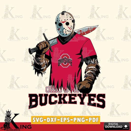 Printable art of Ohio State Buckeyes Jason Voorhees football, printable vector design for sublimation and crafts