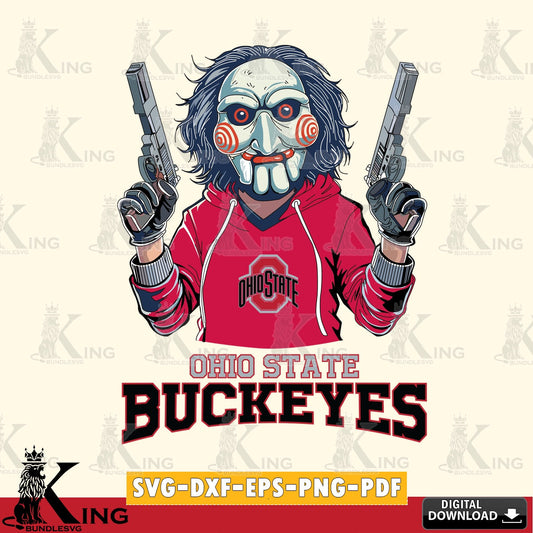 Hand-drawn style art of Ohio State Buckeyes Jigsaw Billy Football, high-quality vector for DIY scrapbooking and home decor
