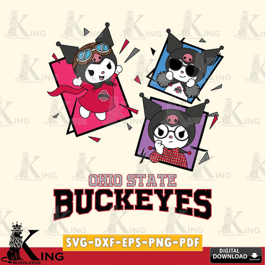 Ohio State Buckeyes Kuromi Action Football SVG file, Cricut, Cut file  , Digital Download , Instant Download, Sanrio svg, Clipart