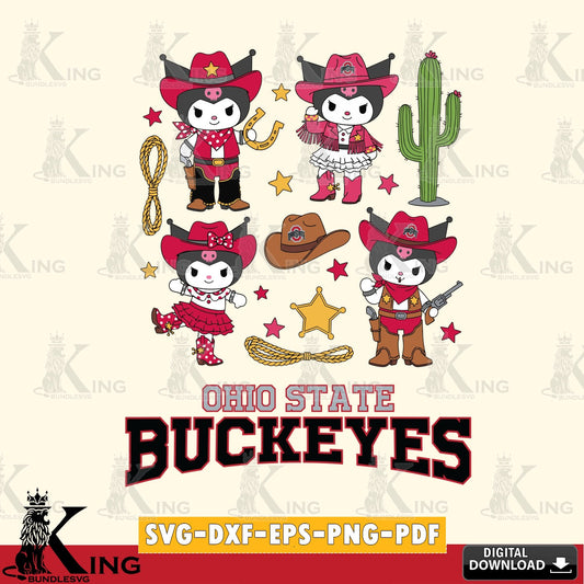 Ohio State Buckeyes Kuromi Cowboy Western SVG file, Cricut, Cut file  , Digital Download , Instant Download, Sanrio svg, Clipart