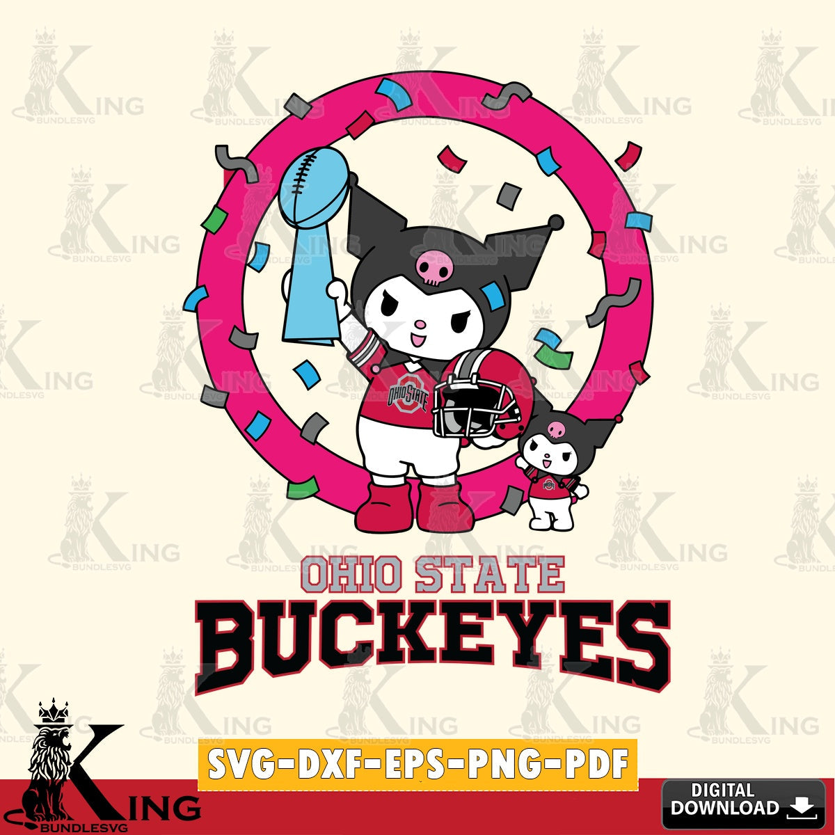 Ohio State Buckeyes Kuromi Football Champion SVG file, Cricut, Cut file  , Digital Download , Instant Download, Sanrio svg, Clipart