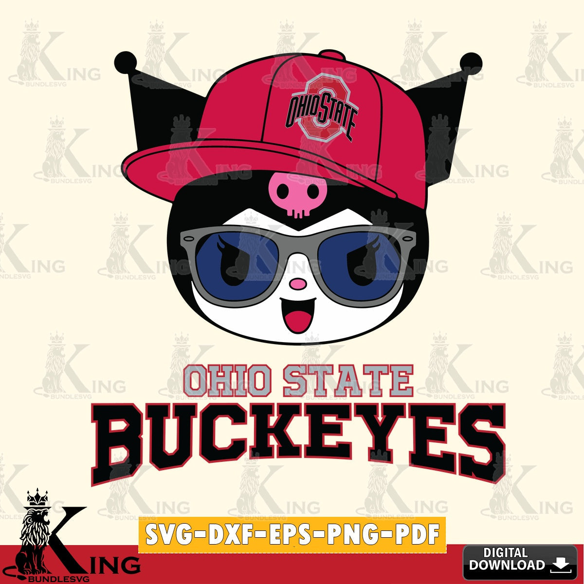 Ohio State Buckeyes Kuromi Football Cool SVG file, Cricut, Cut file  , Digital Download , Instant Download, Sanrio svg, Clipart