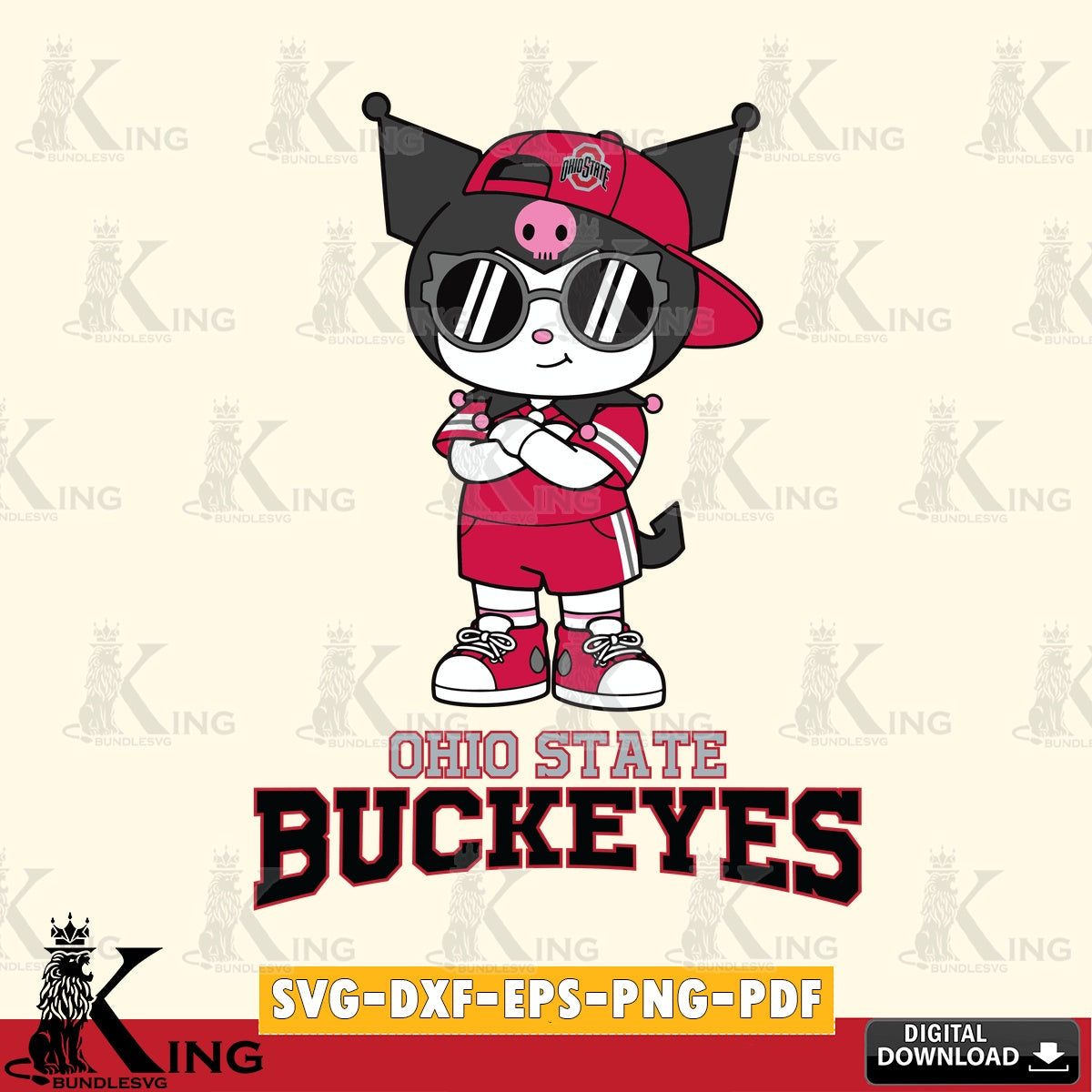 Ohio State Buckeyes Kuromi Football Jersey SVG file, Cricut, Cut file  , Digital Download , Instant Download, Sanrio svg, Clipart