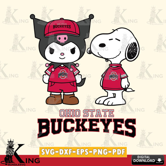 Ohio State Buckeyes Kuromi Snoopy Football SVG file, Cricut, Cut file  , Digital Download , Instant Download, Sanrio svg, Clipart