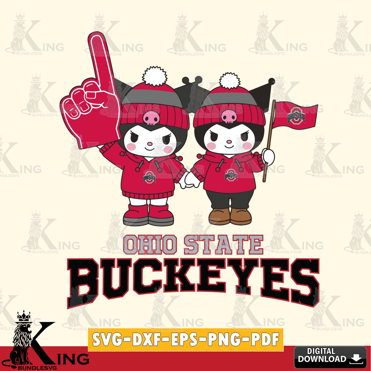 Ohio State Buckeyes Kuromi rugby Fan SVG file, Cricut, Cut file  , Digital Download , Instant Download, Sanrio svg, Clipart