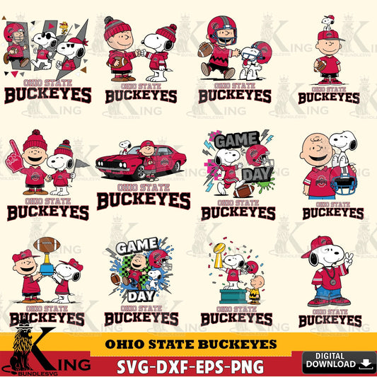 Ohio State Buckeyes Peanuts Football NCAA Bundle SVG, Cricut, Cut file  , Digital Download , Instant Download, Peanuts svg, NCAA svg, Football svg, Sport svg