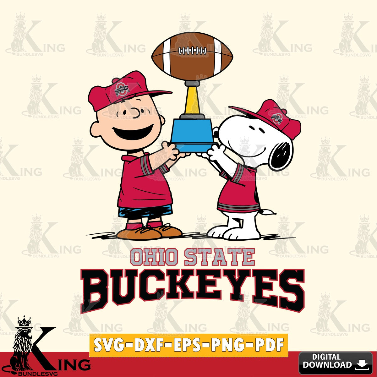 Ohio State Buckeyes Peanuts Football Trophy SVG, Cricut, Cut file  , Digital Download , Instant Download, Peanuts svg, NCAA svg, Football svg, Sport svg