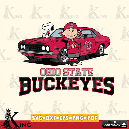 Ohio State Buckeyes Peanuts Muscle Car SVG, Cricut, Cut file  , Digital Download , Instant Download, Peanuts svg, NCAA svg, Football svg, Sport svg
