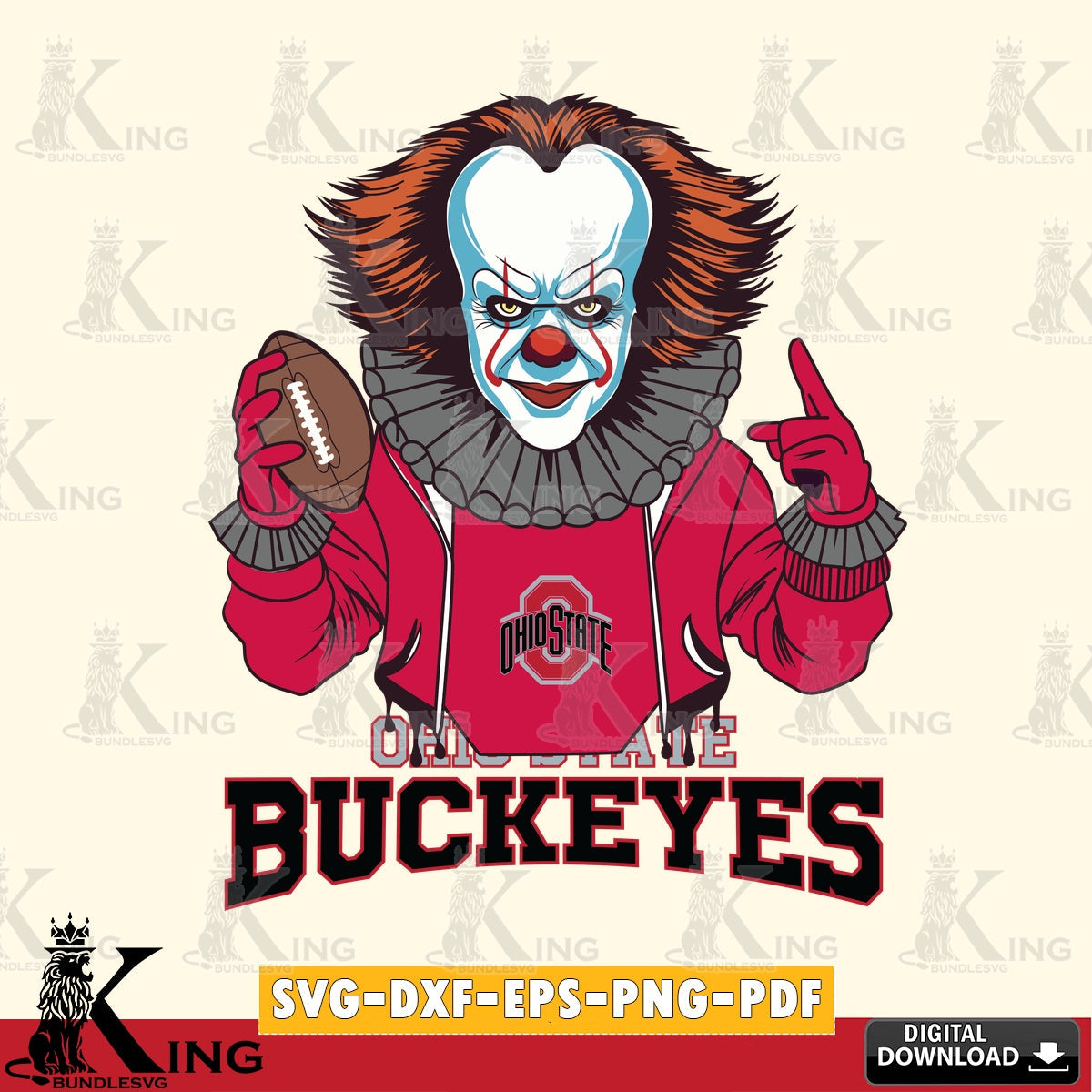 Stylish representation of Ohio State Buckeyes Pennywise player football, vector illustration for POD merchandise and apparel