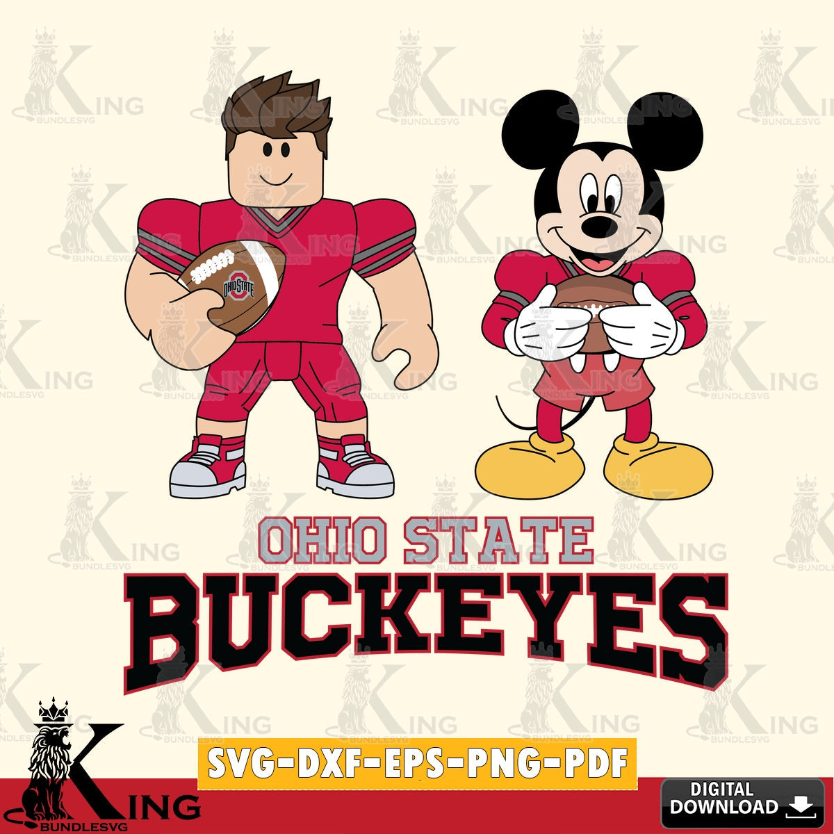 Ohio State Buckeyes Roblox & Mickey Football SVG file , NCAA Cricut,  File cut , Digital Download , PDF File