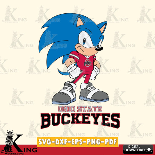 Modern graphic depicting Ohio State Buckeyes Sonic Football Star Mascot, a printable vector design for sublimation and crafts