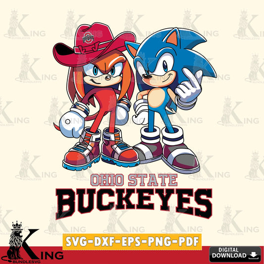 Ohio State Buckeyes Sonic & Knuckles Football Mascot SVG file, Vector , Digital Download , PDF File , Instant Download