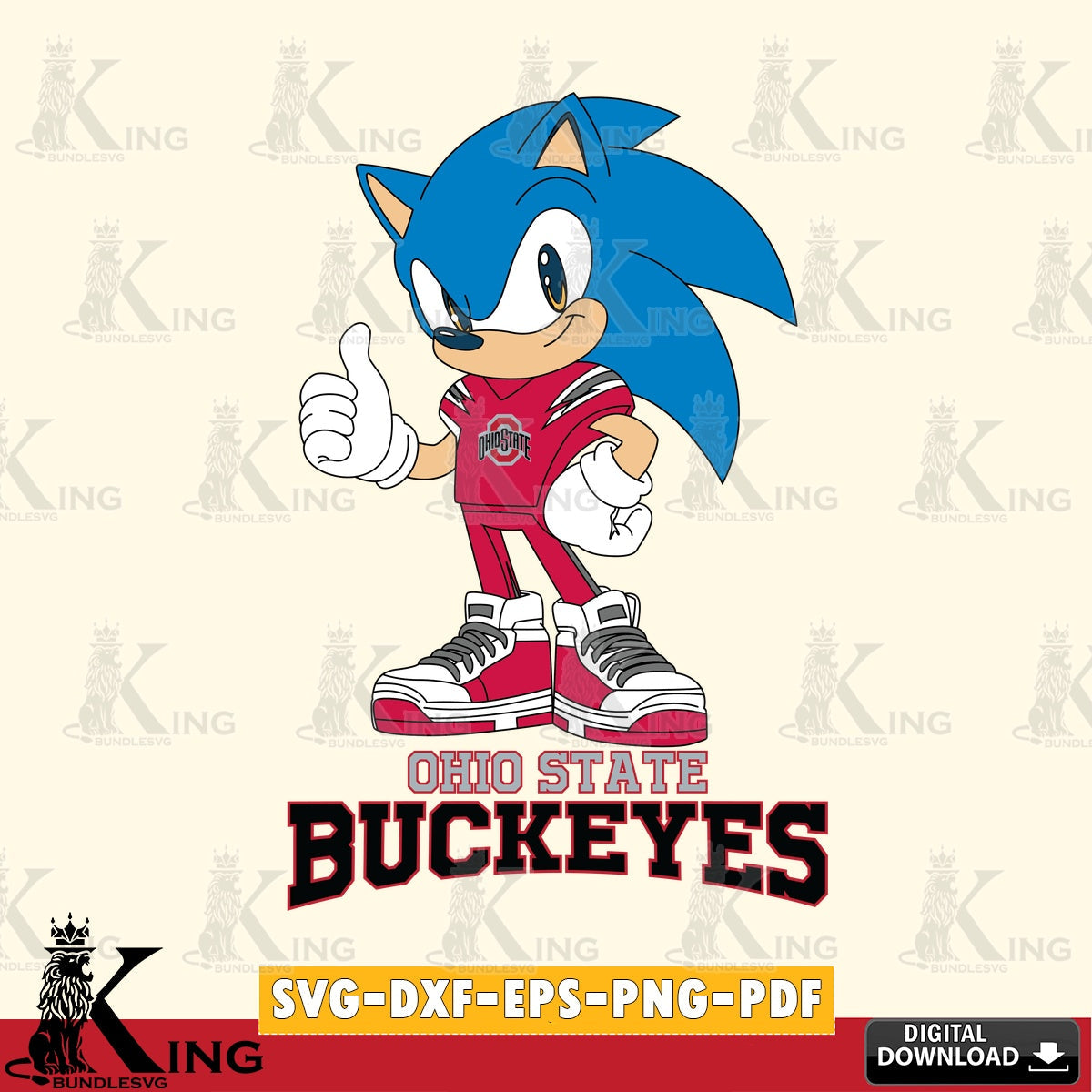 Printable art of Ohio State Buckeyes Sonic Like Football printable vector design for sublimation and crafts