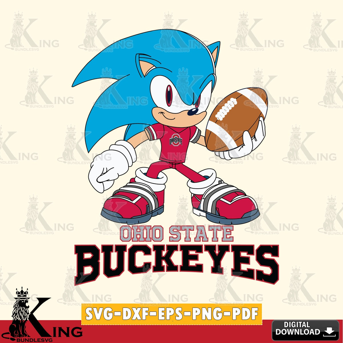 Beautiful illustration of Ohio State Buckeyes Sonic Rugby digital file for silhouette cameo and cricut projects