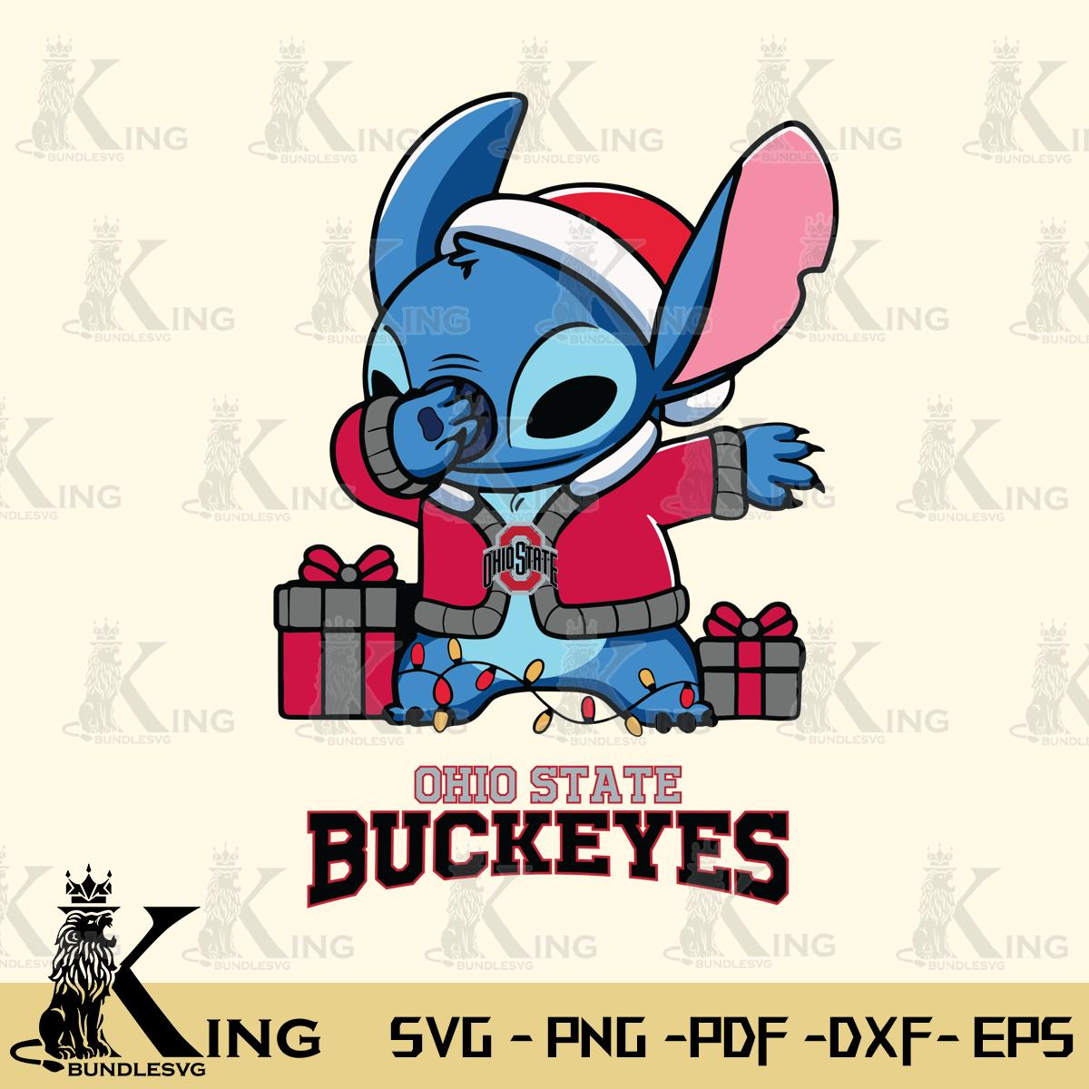 Ohio State Buckeyes Stitch Merry Christmas Svg Eps Dxf Png File, Digital Download