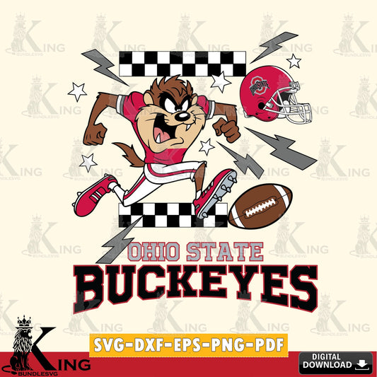 Ohio State Buckeyes Taz Football Lightning SVG file, Cut file  , Digital Download , Instant Download, Taz svg, NCAA svg