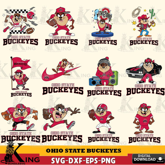 Ohio State Buckeyes Taz Football NCAA Bundle SVG file, Cut file  , Digital Download , Instant Download, Taz svg, NCAA svg