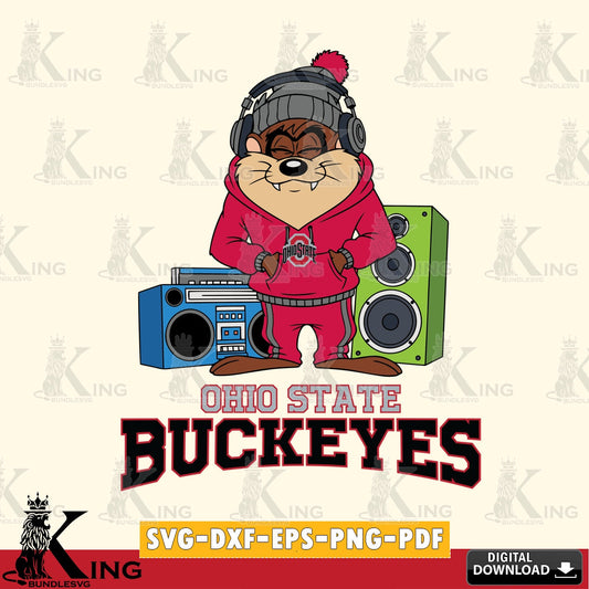 Ohio State Buckeyes Taz Hip Hop SVG file, Cut file  , Digital Download , Instant Download, Taz svg, NCAA svg