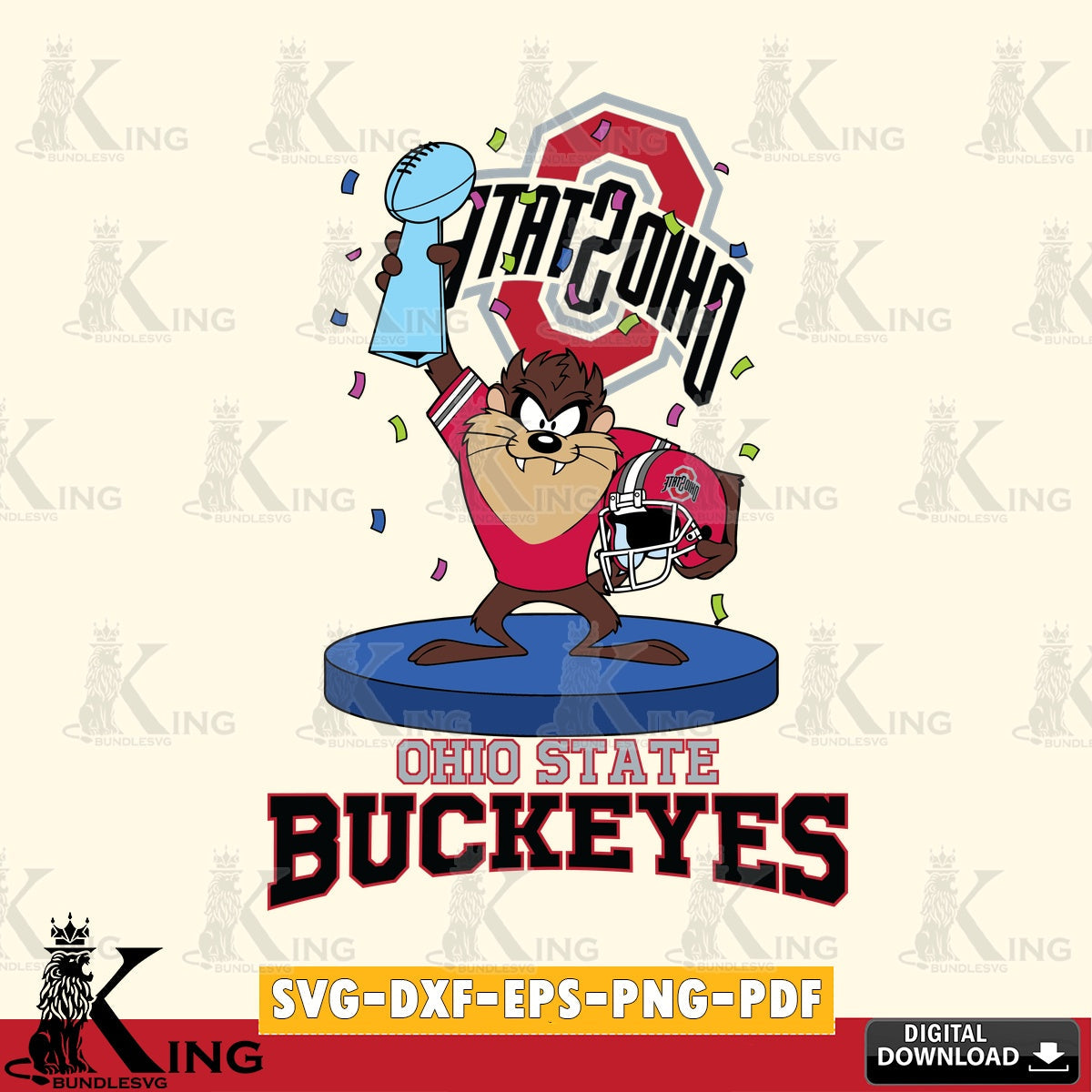 Ohio State Buckeyes Taz Trophy Podium SVG file, Cut file  , Digital Download , Instant Download, Taz svg, NCAA svg