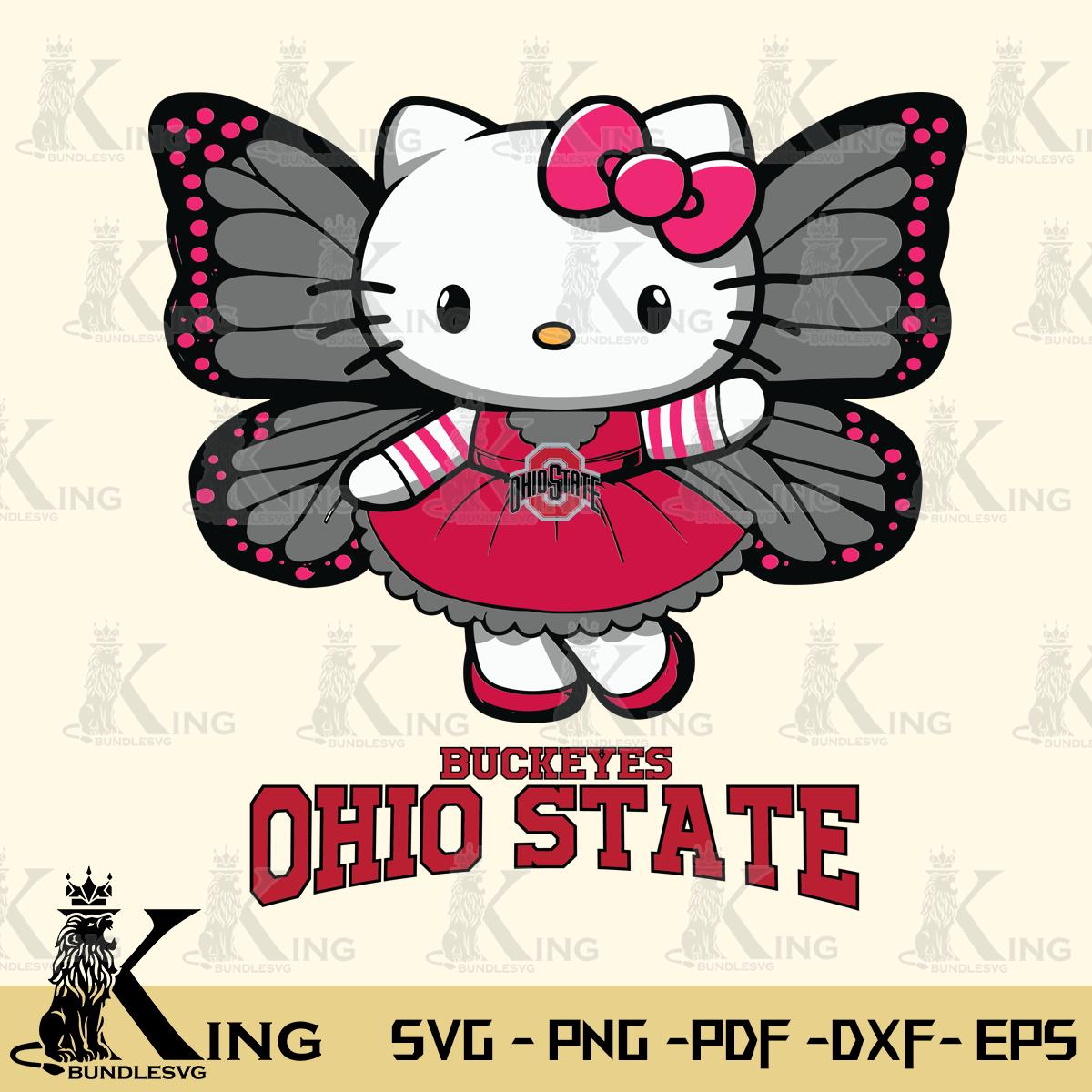 Ohio State Buckeyes Whimsical Kitty Wings Svg Eps Dxf Png File, Digital Download