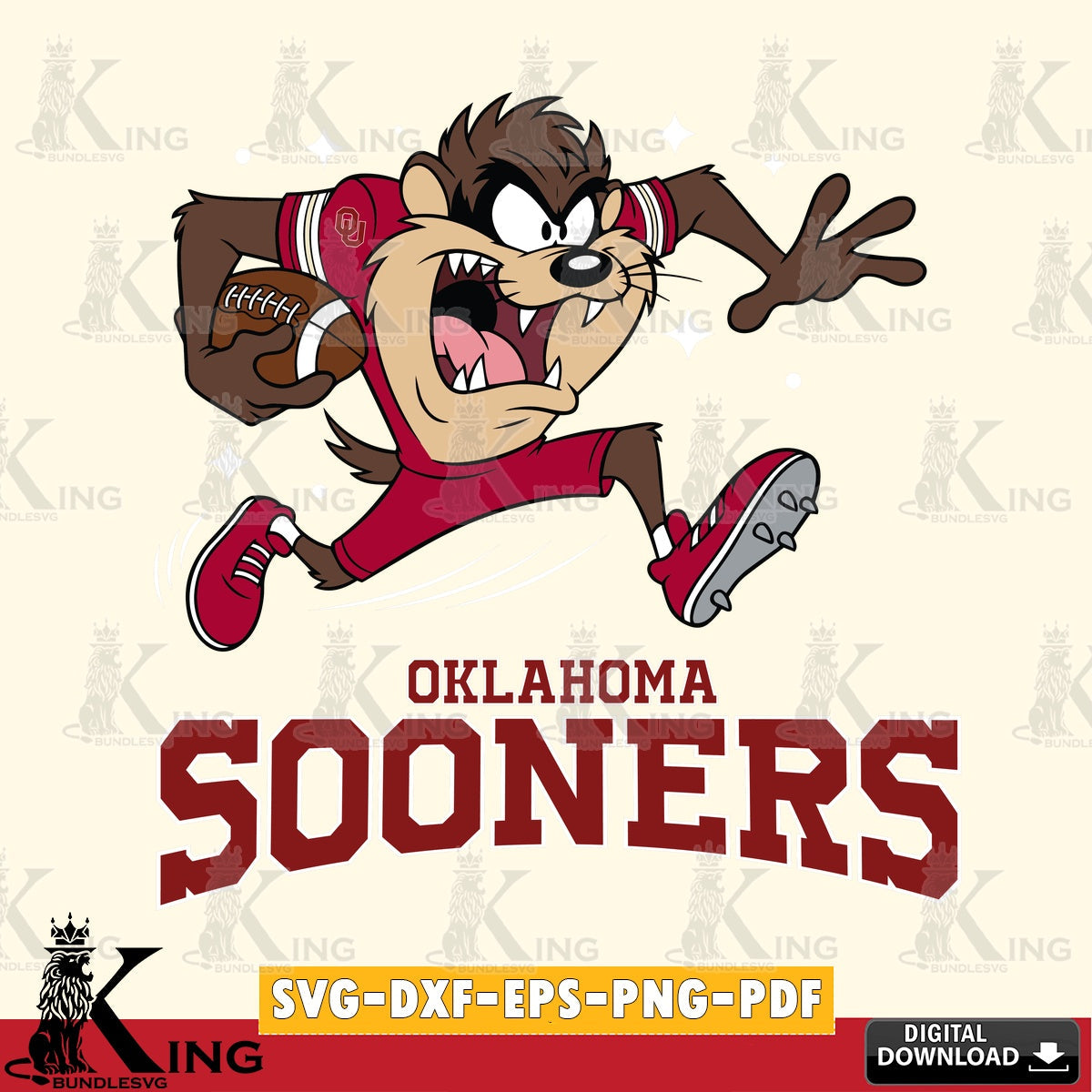 Oklahoma Sooners Angry Taz Football SVG file, Cut file  , Digital Download , Instant Download, Taz svg, NCAA svg