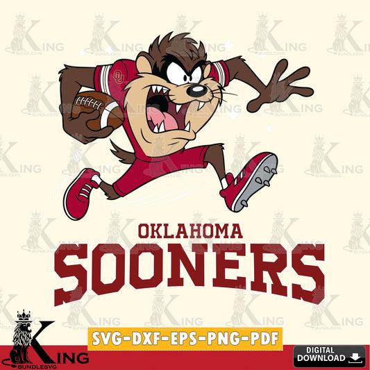 Oklahoma Sooners Angry Taz Football SVG file, Cut file  , Digital Download , Instant Download, Taz svg, NCAA svg