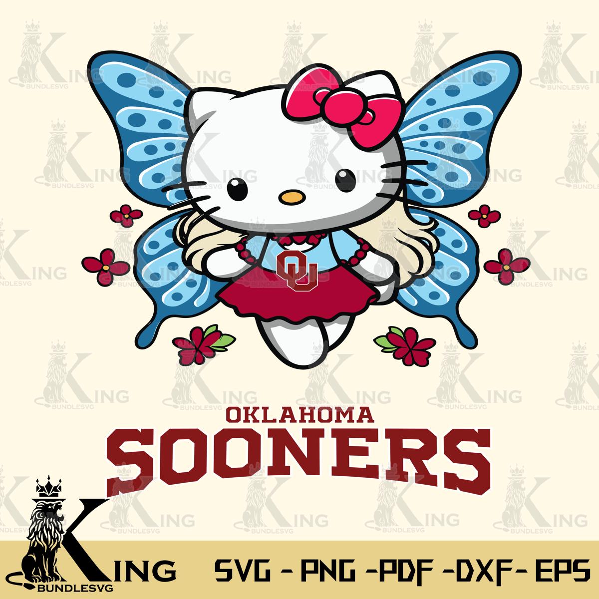 Oklahoma Sooners Butterfly Kitty Charm Svg Eps Dxf Png File, Digital Download