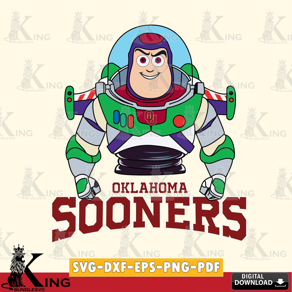 Creative design featuring Oklahoma Sooners Buzz Lightyear football, a digital download for Cricut Maker and paper crafts