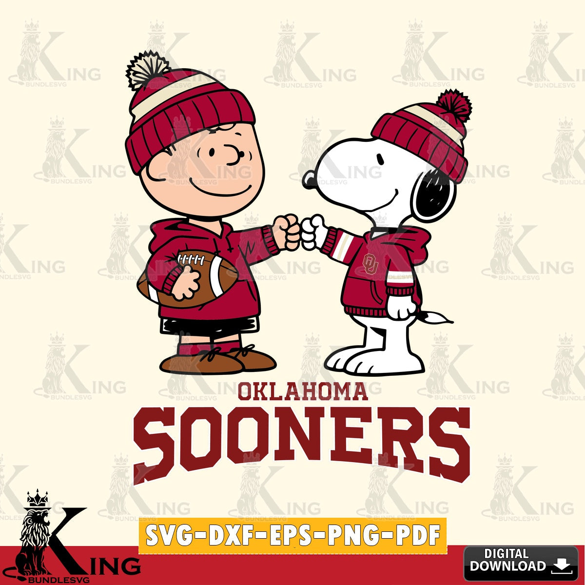Oklahoma Sooners CharlieBrown Football Fist Bump SVG, Cricut, Cut file  , Digital Download , Instant Download, Peanuts svg, NCAA svg, Football svg, Sport svg