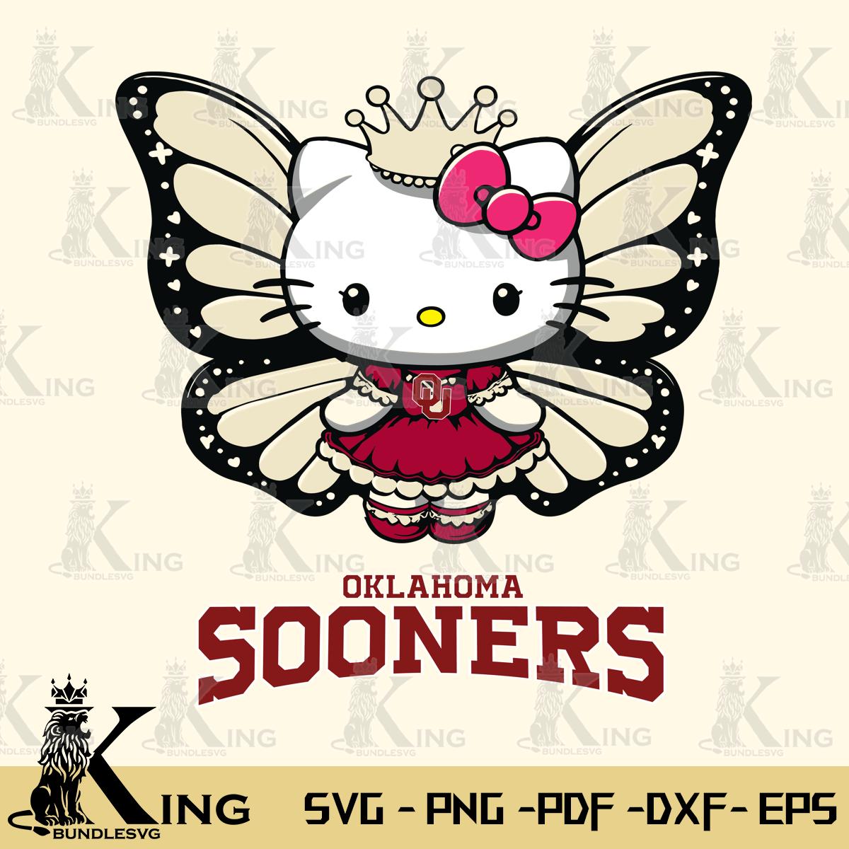 Oklahoma Sooners Kitty Wings & Flowers Svg Eps Dxf Png File, Digital Download