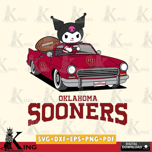 Oklahoma Sooners Kuromi Car Football Game SVG file, Cricut, Cut file  , Digital Download , Instant Download, Sanrio svg, Clipart