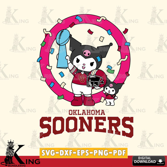 Oklahoma Sooners Kuromi Football Champion SVG file, Cricut, Cut file  , Digital Download , Instant Download, Sanrio svg, Clipart