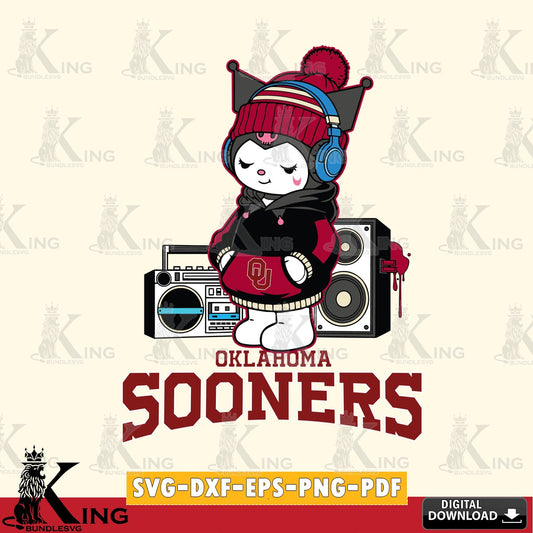Oklahoma Sooners Kuromi Football Music SVG file, Cricut, Cut file  , Digital Download , Instant Download, Sanrio svg, Clipart