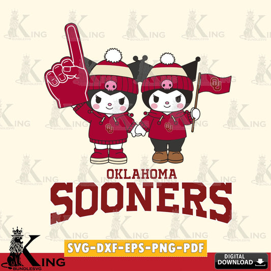 Oklahoma Sooners Kuromi rugby Fan SVG file, Cricut, Cut file  , Digital Download , Instant Download, Sanrio svg, Clipart