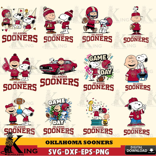 Oklahoma Sooners Peanuts Football NCAA Bundle SVG, Cricut, Cut file  , Digital Download , Instant Download, Peanuts svg, NCAA svg, Football svg, Sport svg