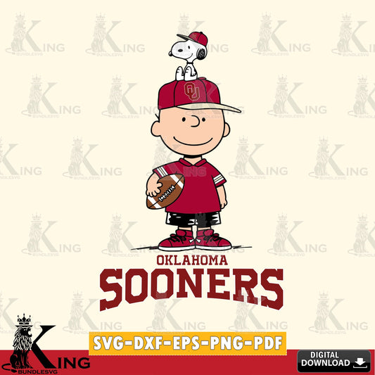 Oklahoma Sooners Peanuts Football Rugby SVG, Cricut, Cut file  , Digital Download , Instant Download, Peanuts svg, NCAA svg, Football svg, Sport svg