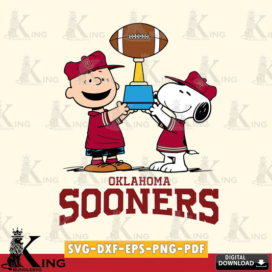 Oklahoma Sooners Peanuts Football Trophy SVG, Cricut, Cut file  , Digital Download , Instant Download, Peanuts svg, NCAA svg, Football svg, Sport svg