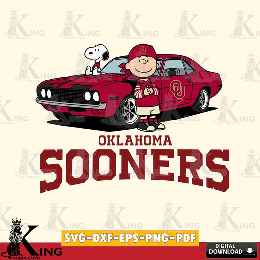 Oklahoma Sooners Peanuts Muscle Car SVG, Cricut, Cut file  , Digital Download , Instant Download, Peanuts svg, NCAA svg, Football svg, Sport svg